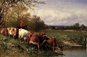 James McDougal Hart Cattle and Landscape oil painting on canvas
